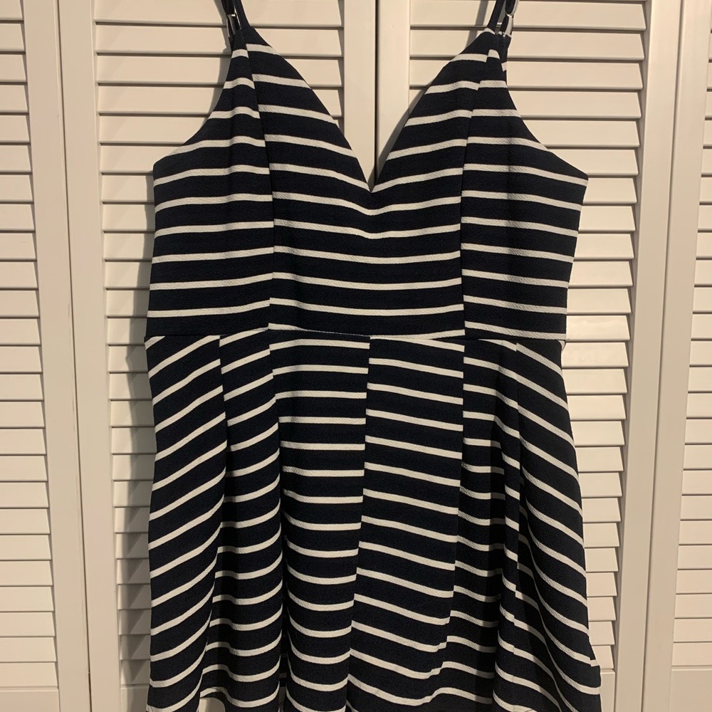 Navy striped romper dress
